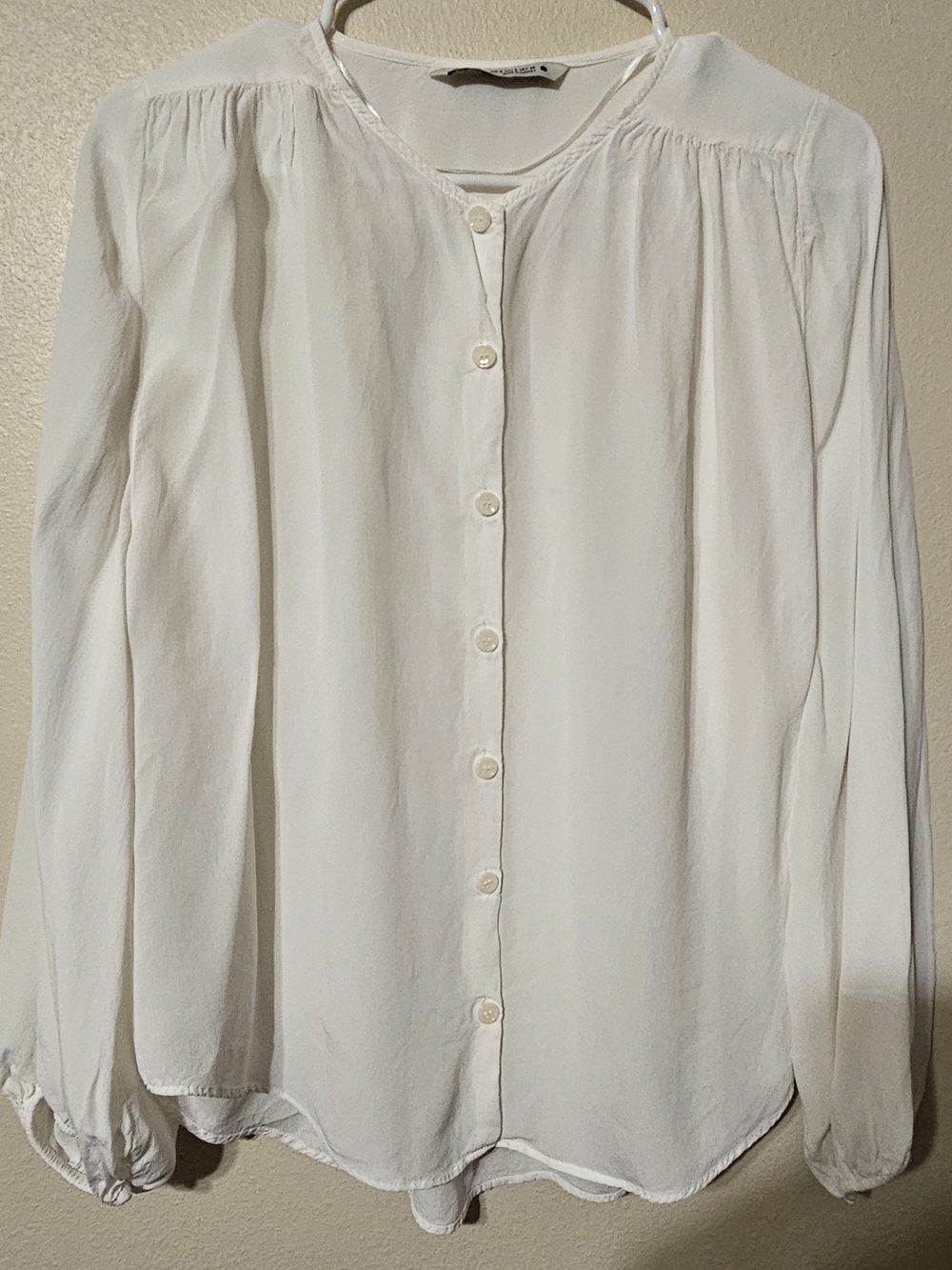 Zara Long Sleeve Blouse in White Small Like New